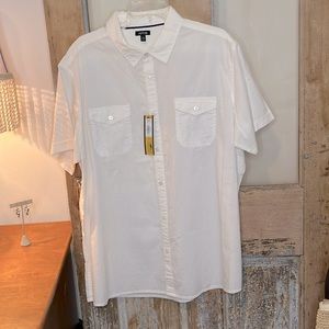 Apt. 9 Men’s 100% Cotton Short Sleeve Button Front Shirt White
